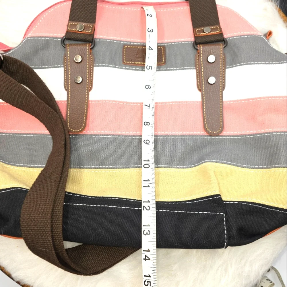 Canvas Multi Colored Stripe  Women's Bag With Crossbody Strap EUC - Picture 7 of 12